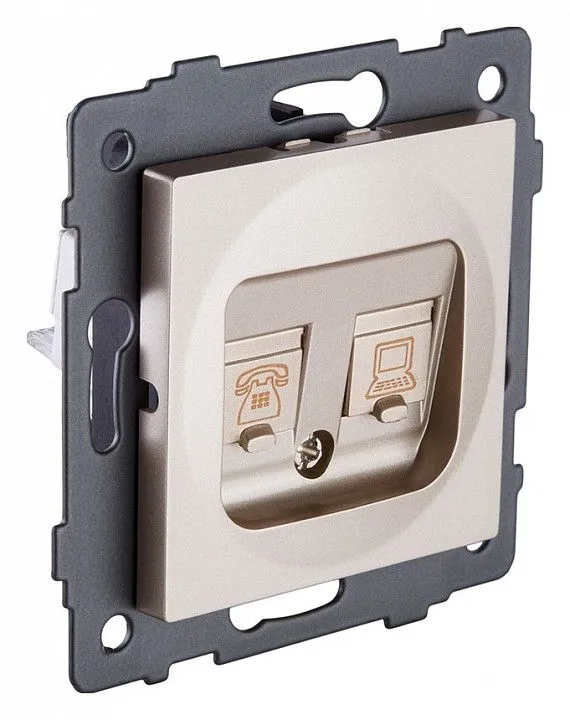 Розетка двойная RJ-11 и Ethernet RJ-45, без рамки Kollinger  REA-011GD