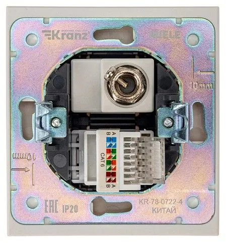ТВ-розетка и розетка Ethernet RJ-45 без рамки Kranz STRONG KR-78-0722-4
