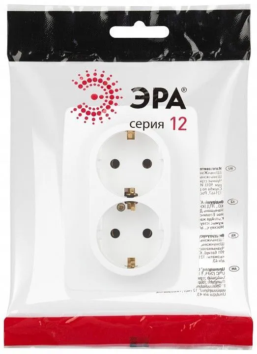 Розетка двойная без заземления Эра Эра 12 12-2106-01М