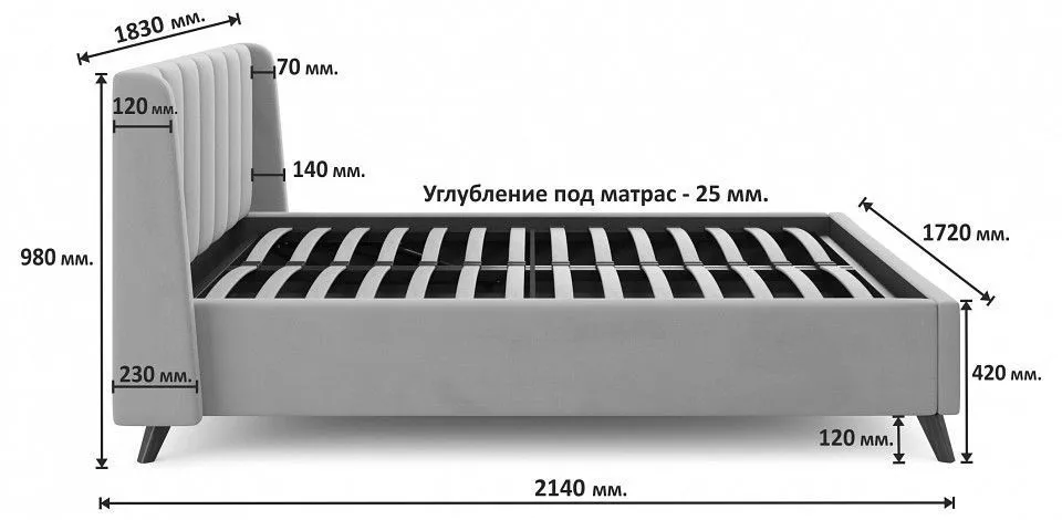 Кровать двуспальная Betsi 2000x1600
