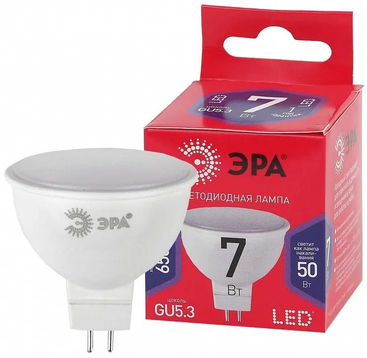 Лампа светодиодная Эра  GU5.3 7Вт 6500K LED MR16-7W-865-GU5.3 R