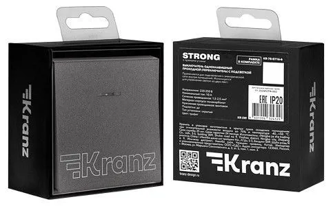 Переключатель проходной одноклавишный с подсветкой без рамки Kranz STRONG KR-78-0716-6