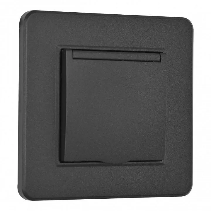 Розетка с заземлением и шторкой, с крышкой Arte Milano SET16-1 SET16-1-41-1 black