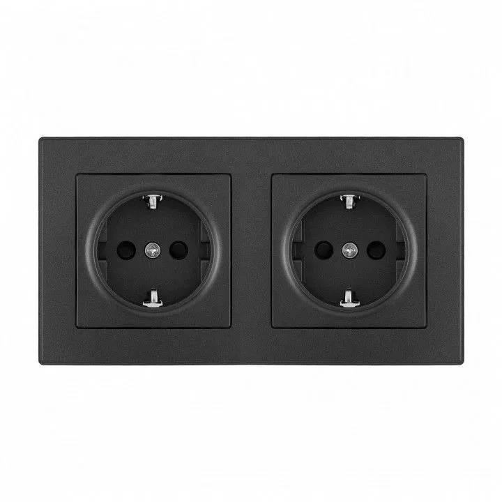 Розетка с заземлением и со шторкой Arte Milano SET06-2 SET06-2-40-1x2 black