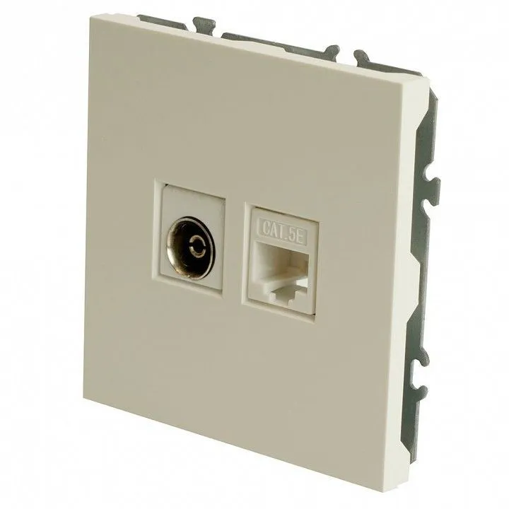 ТВ-розетка и розетка Ethernet RJ-45 без рамки Stekker Эмили 49872