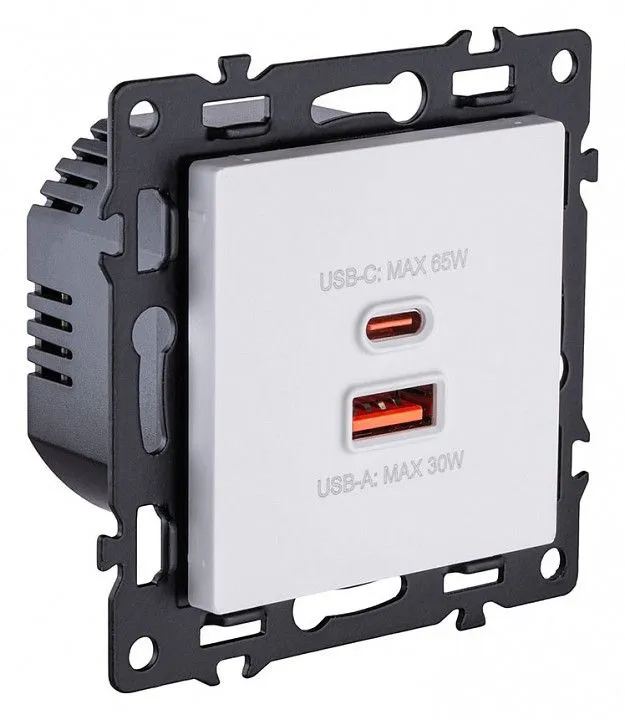 Розетка 2хUSB type A и C без рамки Kollinger Asthetik AS-024WH