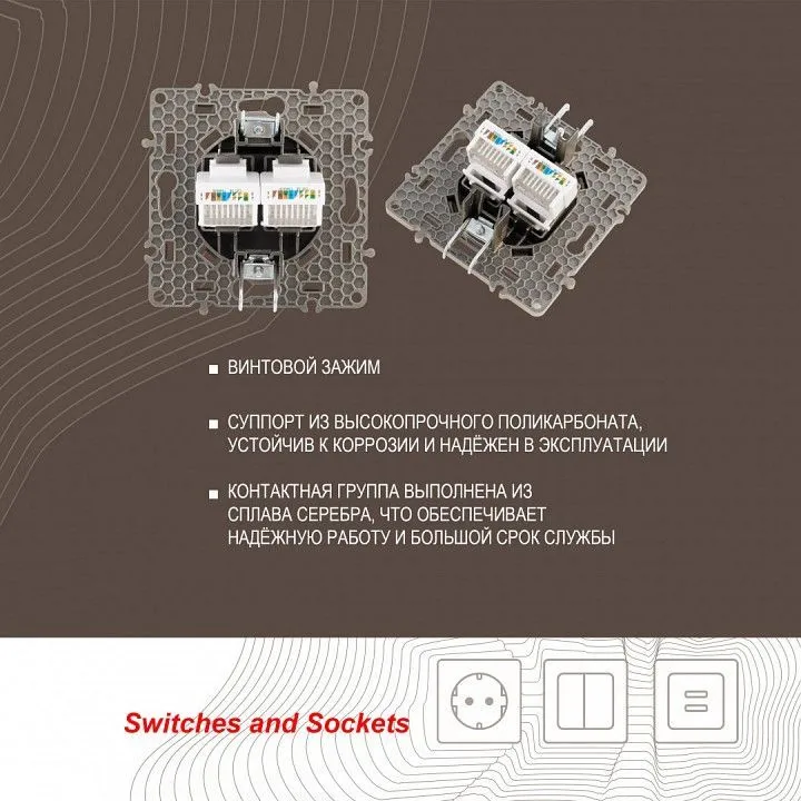 Розетка Ethernet RJ-45 без рамки Arte Milano am-217 217.45-2.shampan