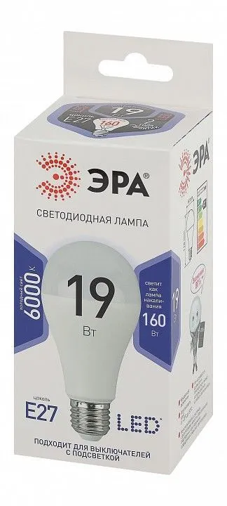 Лампа светодиодная Эра Стандарт E27 19Вт 6000K LED A65-19W-860-E27