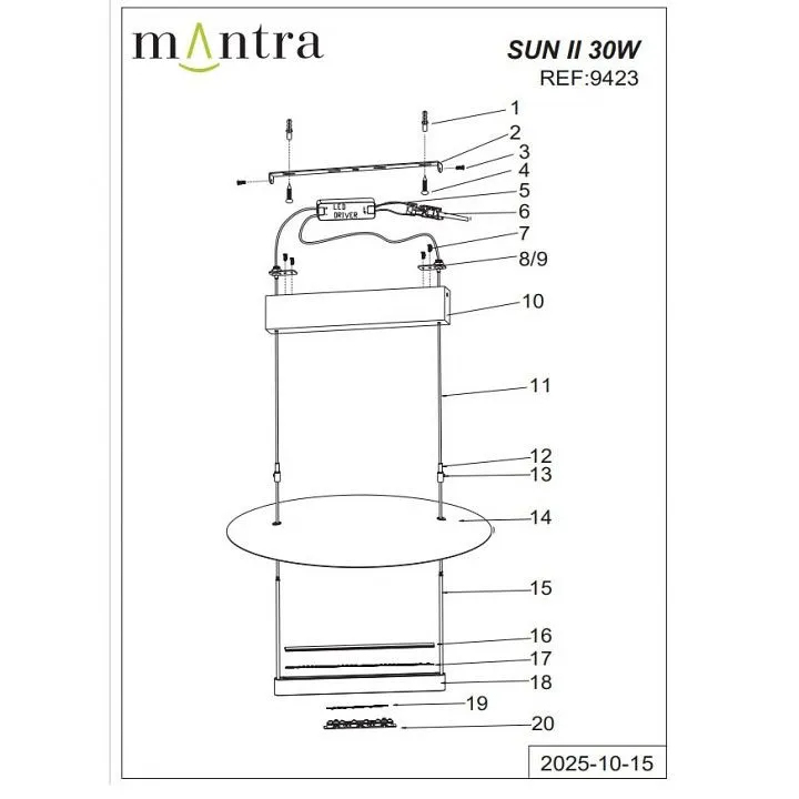 Подвесной светильник Mantra Sun II 9423