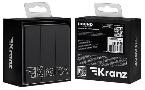 Выключатель трехклавишный без рамки Kranz ROUND KR-78-0707-3