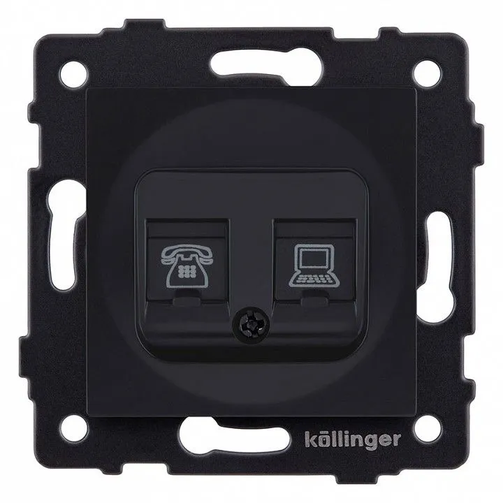 Розетка двойная RJ-11 и Ethernet RJ-45, без рамки Kollinger  REA-011BM