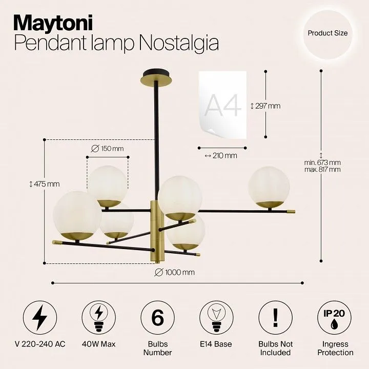 Люстра на штанге Maytoni Ностальгия MOD048PL-06G