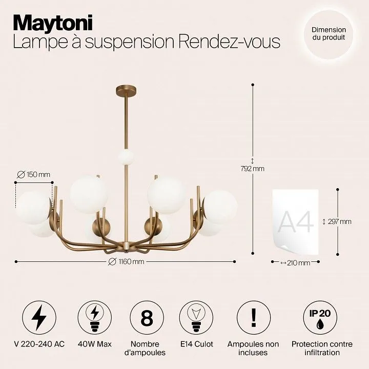 Люстра на штанге Maytoni Рандеву MOD109PL-08BS