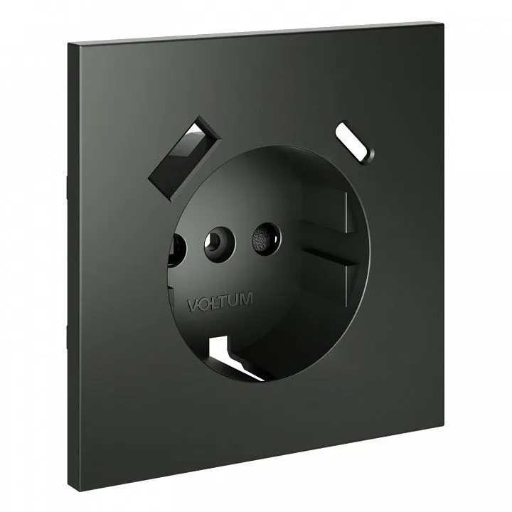 Накладка для розетки с заземлением и со шторками и 2хUSB type A и C Voltum S70 VLS001006