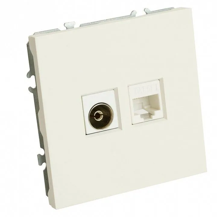 ТВ-розетка и розетка Ethernet RJ-45 без рамки Stekker Эмили 49872