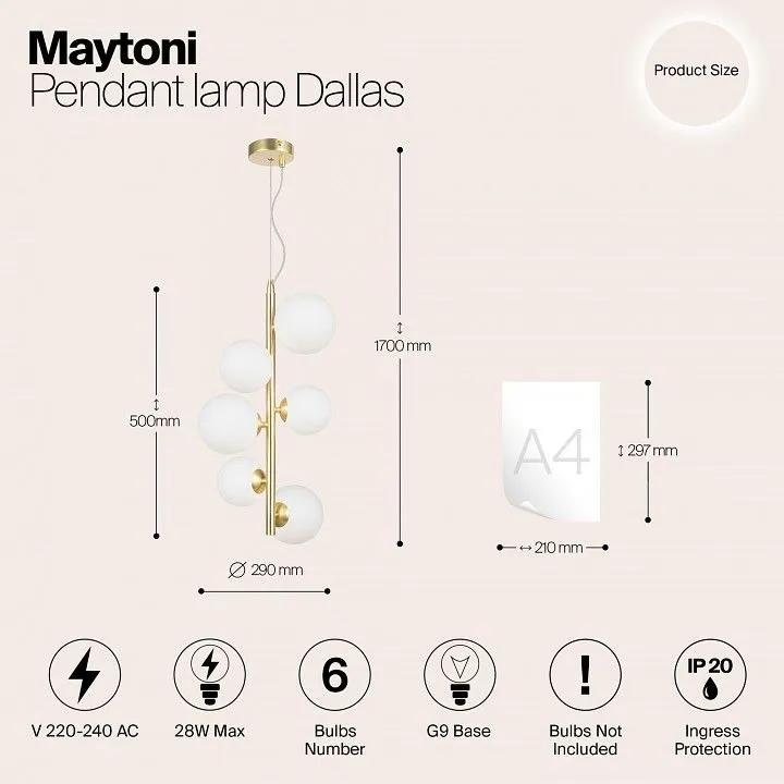 Подвесная люстра Maytoni Даллас MOD545PL-06BS