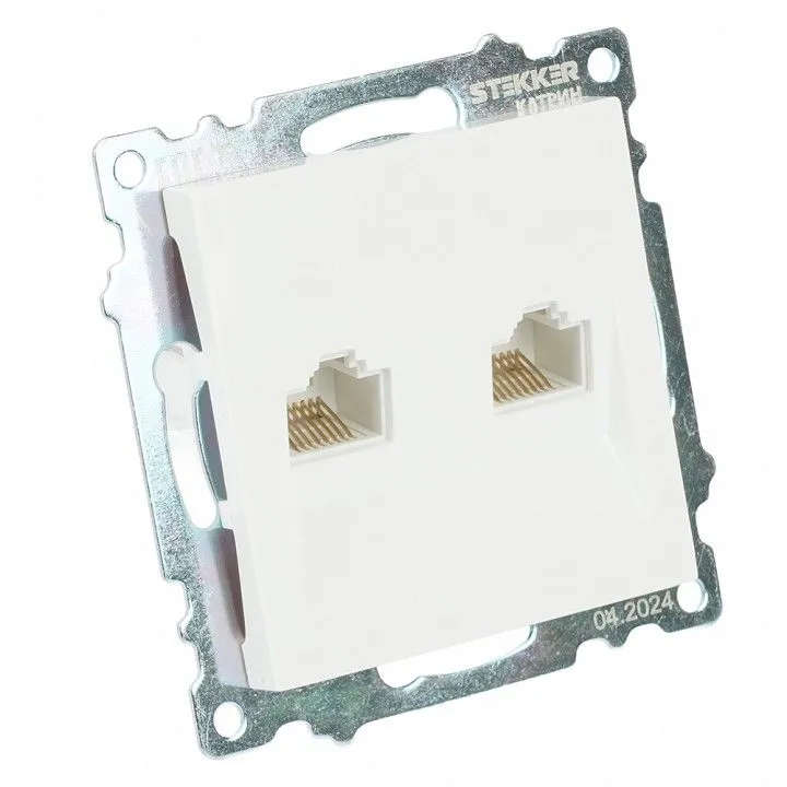 Розетка двойная Ethernet RJ-45 без рамки Stekker Катрин 50003
