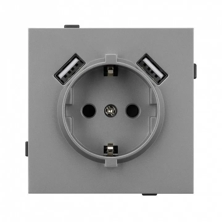 Розетка с заземлением и 2хUSB type A, без рамки Arlight SCT-TENDO 054084