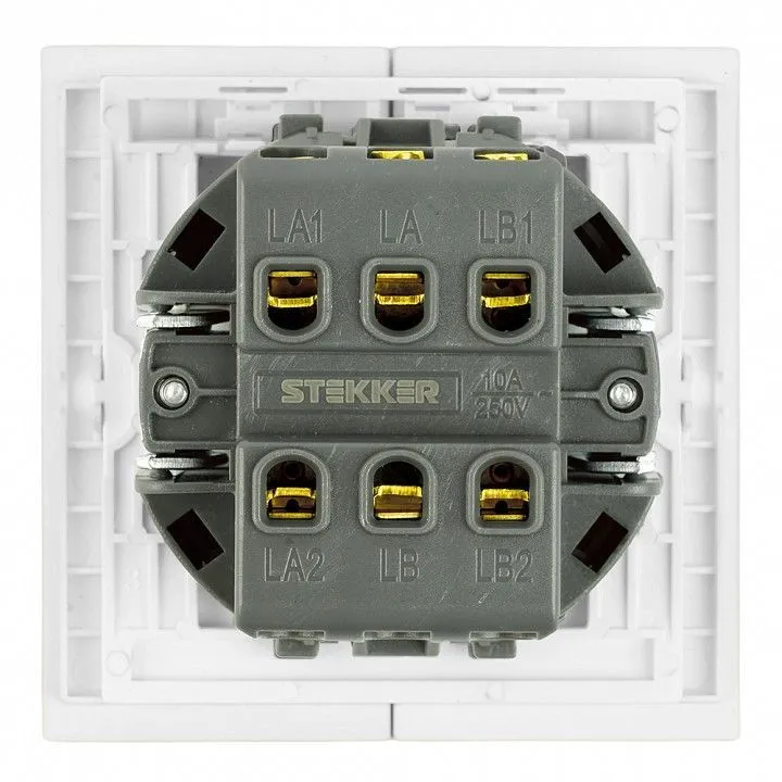 Переключатель двухклавишный без рамки Stekker Мия 50434