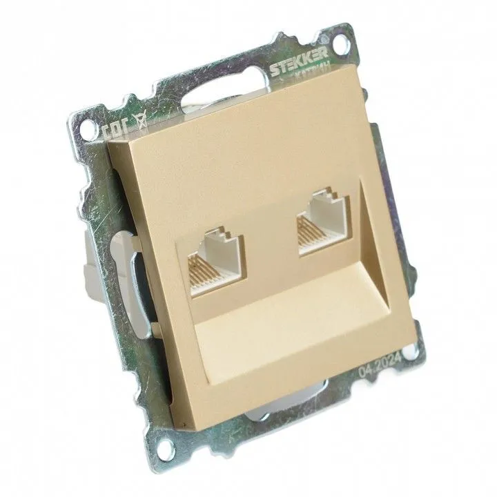 Розетка двойная Ethernet RJ-45 без рамки Stekker Катрин 50009