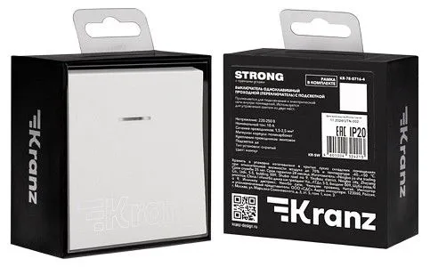 Переключатель проходной одноклавишный с подсветкой без рамки Kranz STRONG KR-78-0716-4