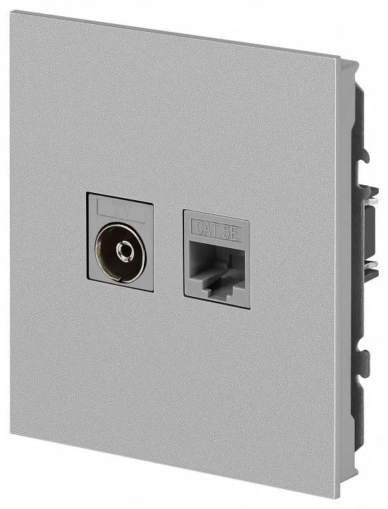 ТВ-розетка и розетка Ethernet RJ-45 без рамки Эра Arktik Б0070496