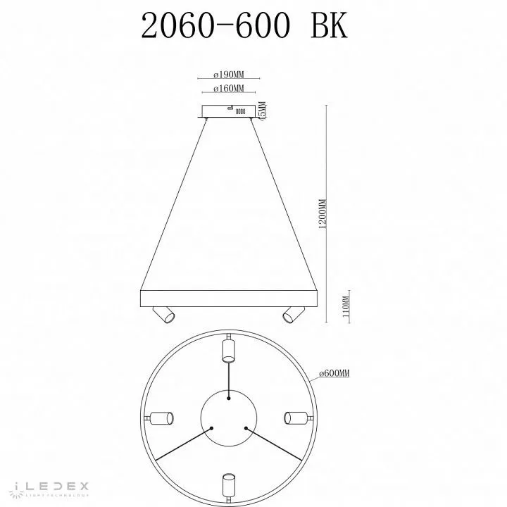 Подвесная люстра iLedex Vision 2060-D600 BK