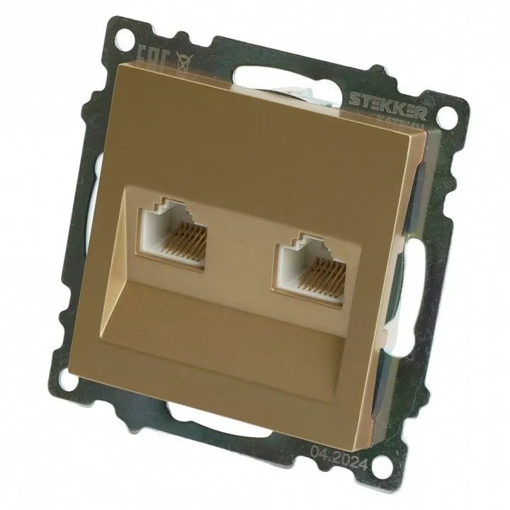 Розетка двойная Ethernet RJ-45 без рамки Stekker Катрин 50009