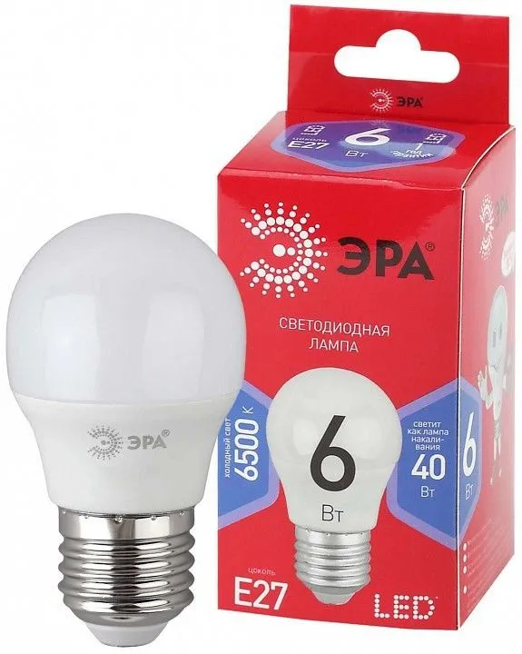 Лампа светодиодная Эра  E27 6Вт 6500K LED P45-6W-865-E27 R