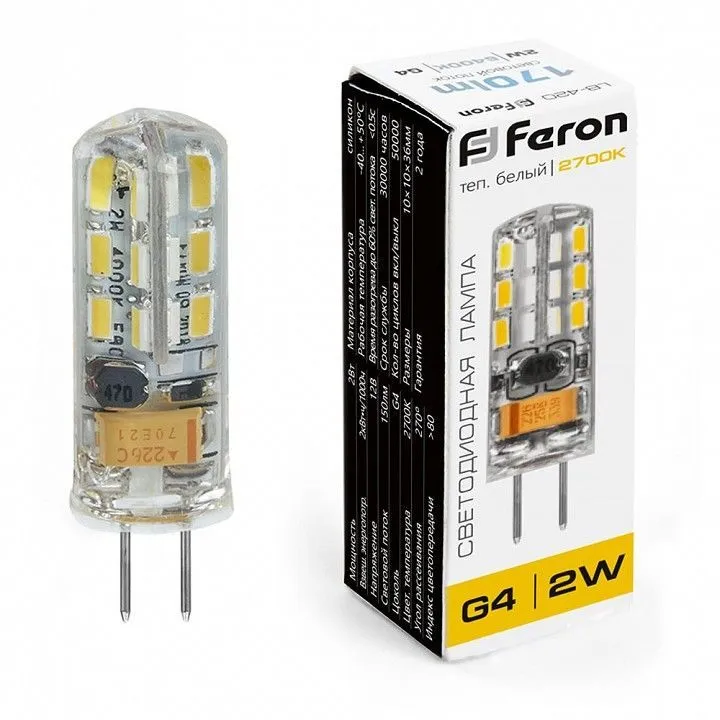 Лампа светодиодная Feron  G4 2Вт 2700K 25858