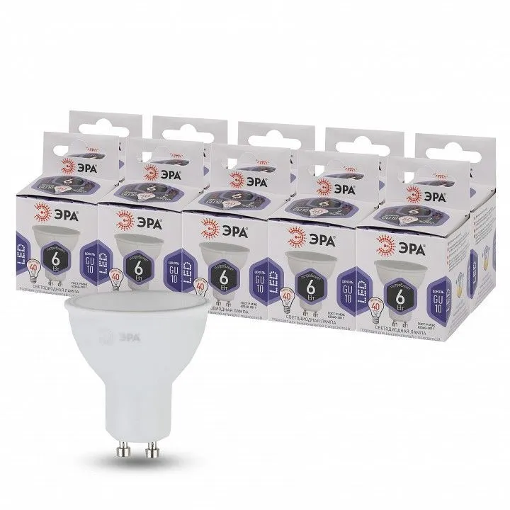 Лампа светодиодная Эра Стандарт GU10 6Вт 6000K LED MR16-6W-860-GU10