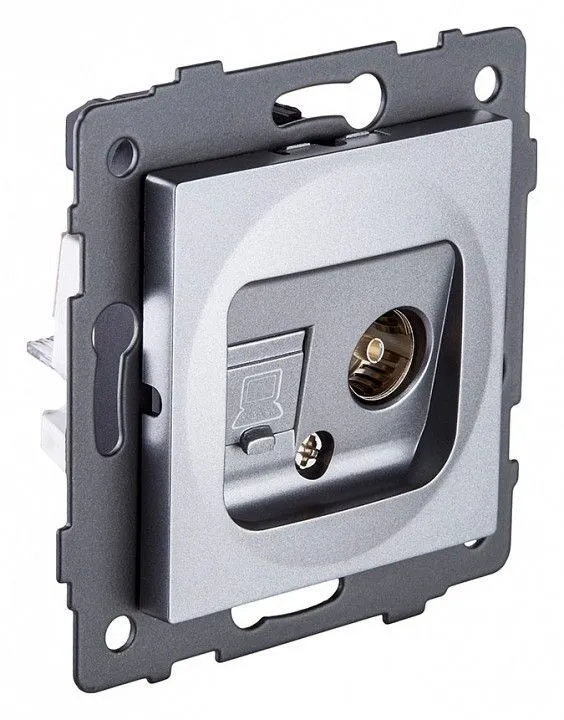 ТВ-розетка и розетка Ethernet RJ-45 без рамки Kollinger  REA-012GY