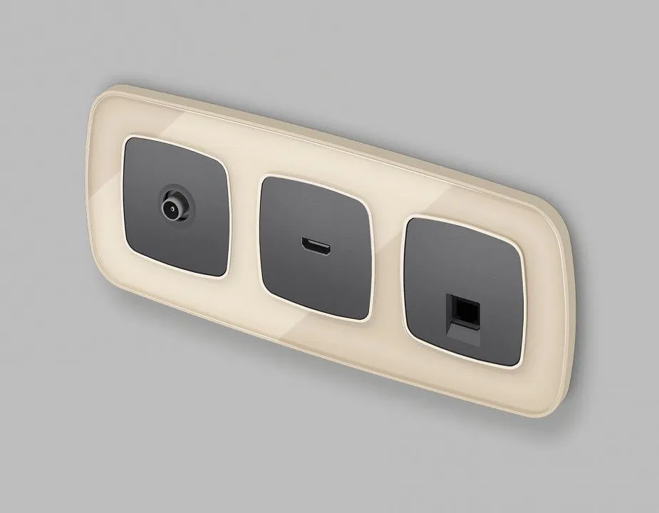 Розетка Ethernet RJ-45 и со шторками, без рамки Ambrella Volt OMEGA MO662005