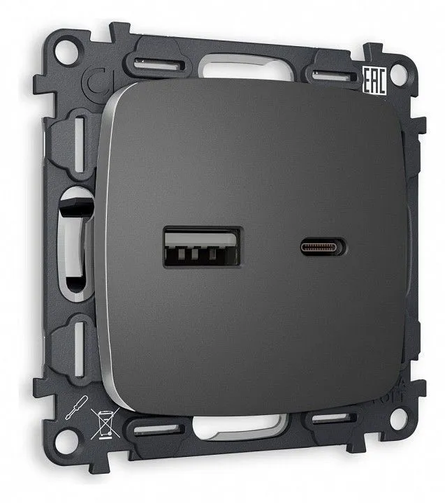 Розетка 2хUSB type A и C без рамки Ambrella Volt OMEGA MO661010