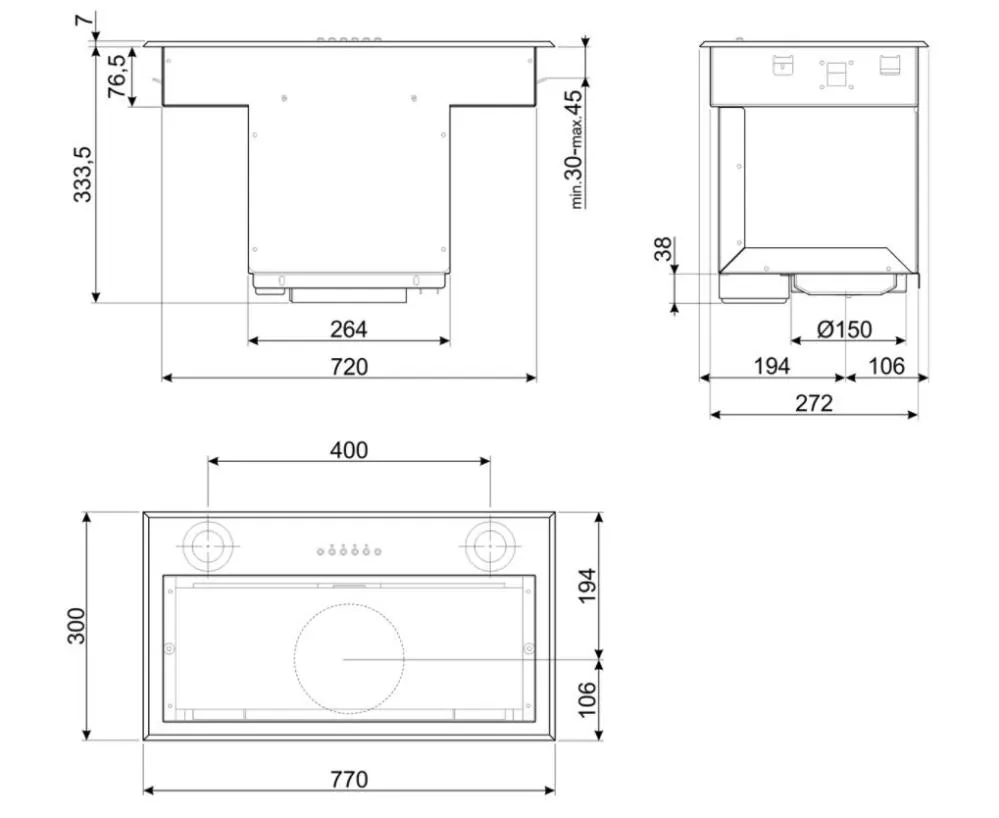 Встраиваемая вытяжка Smeg KSEG78PXE
