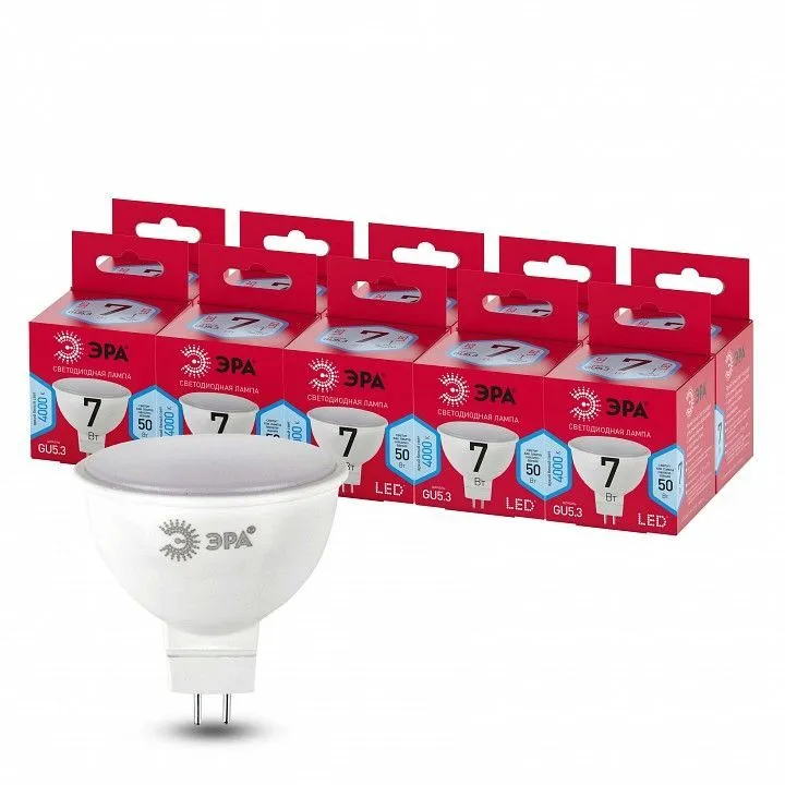 Лампа светодиодная Эра  GU5.3 7Вт 4000K LED MR16-7W-840-GU5.3 R