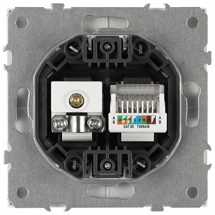 ТВ-розетка и розетка Ethernet RJ-45 без рамки Эра Galaxy 15-3110-01