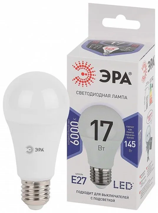 Лампа светодиодная Эра Стандарт E27 17Вт 6000K LED A60-17W-860-E27