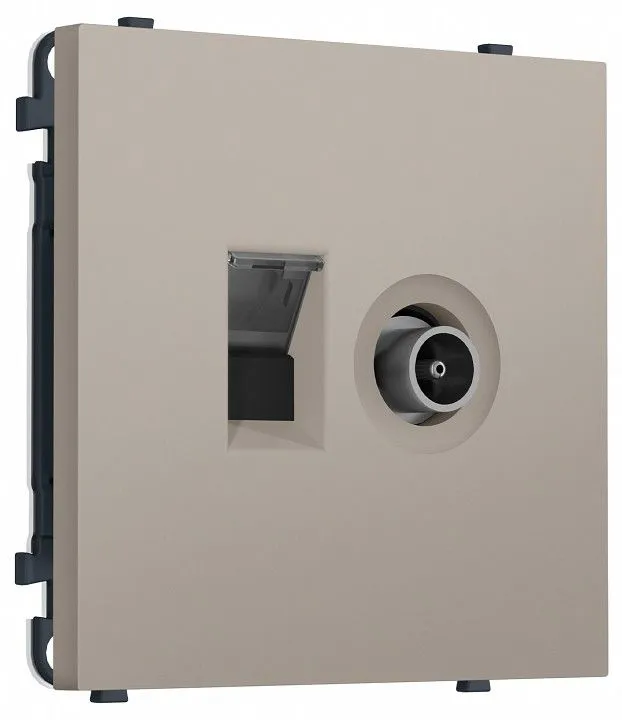 ТВ-розетка оконечная и розетка Ethernet RJ-45 без рамки Ambrella Volt MS MS372510