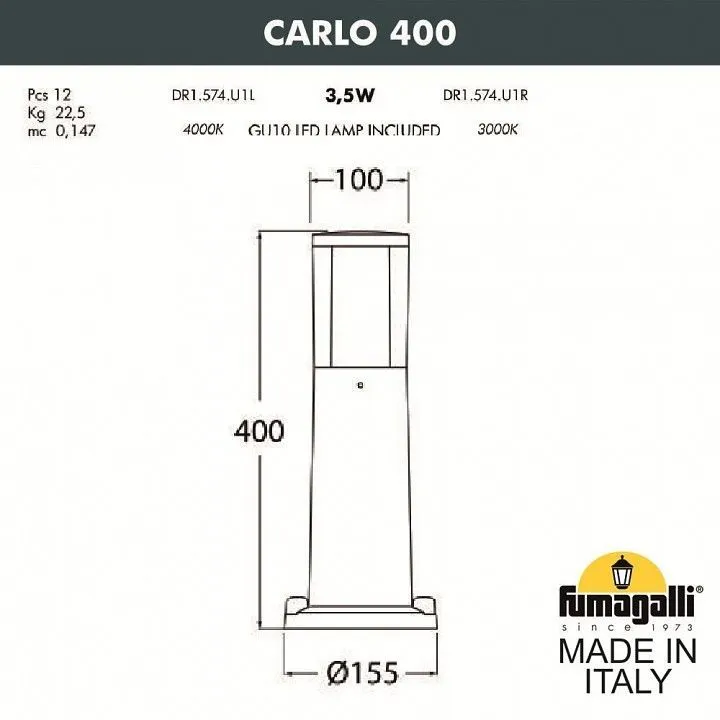 Наземный низкий светильник Fumagalli Carlo DR1.574.000.WXU1L