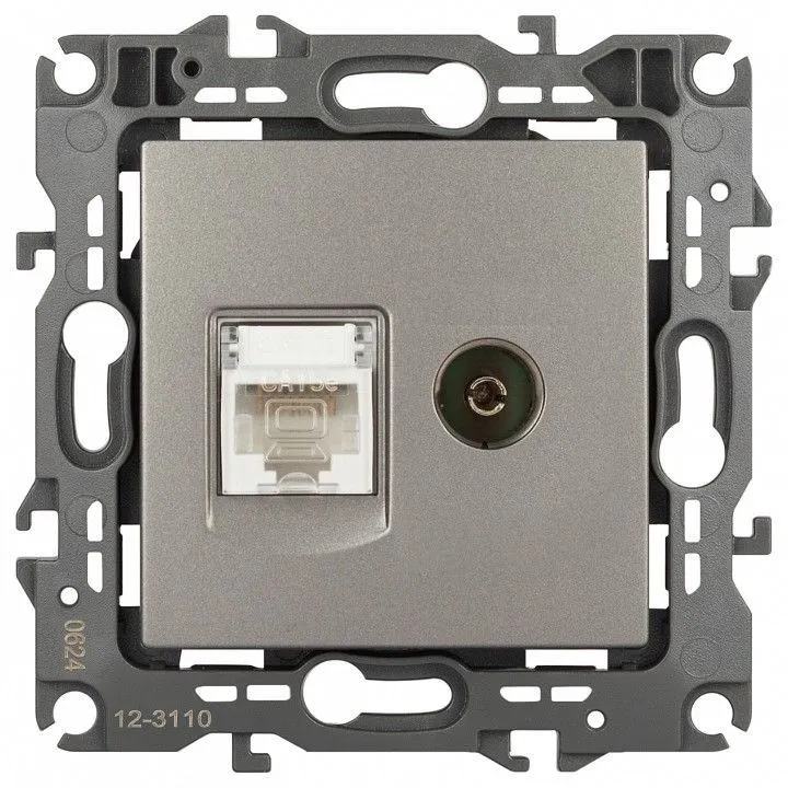 ТВ-розетка и розетка Ethernet RJ-45 без рамки Эра Эра 12 12-3110-16
