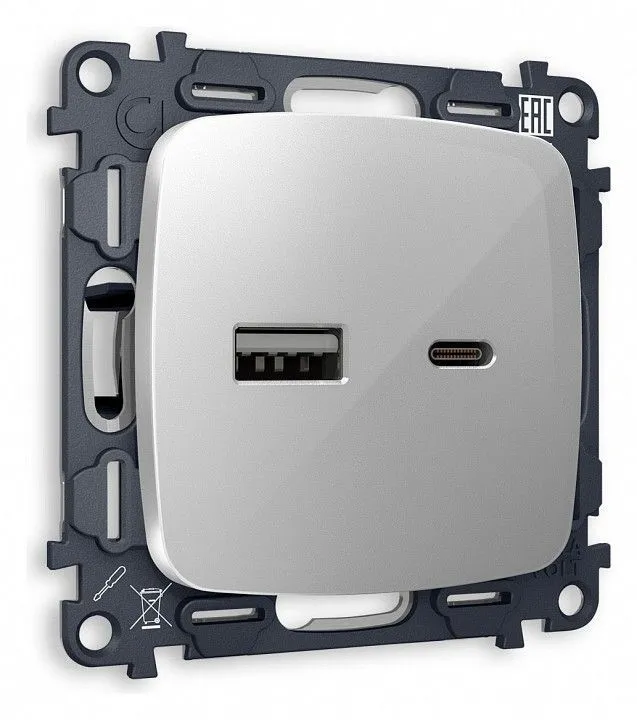 Розетка 2хUSB type A и C без рамки Ambrella Volt OMEGA MO411010