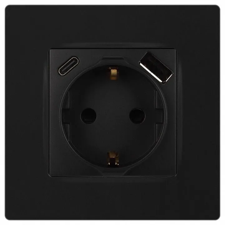 Розетка с заземлением и со шторкой и 2хUSB, без рамки Эра Эра 12 12-4108-05