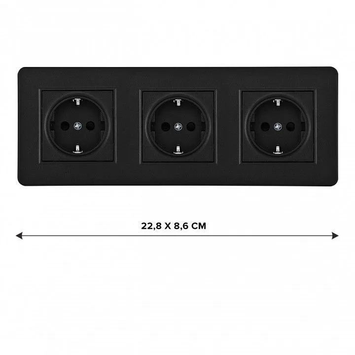 Розетка с заземлением и со шторкой Arte Milano SET16-3 SET16-3-40-1x3 black