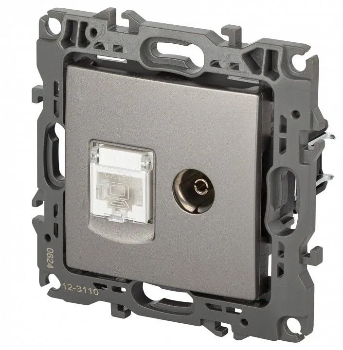 ТВ-розетка и розетка Ethernet RJ-45 без рамки Эра Эра 12 12-3110-16