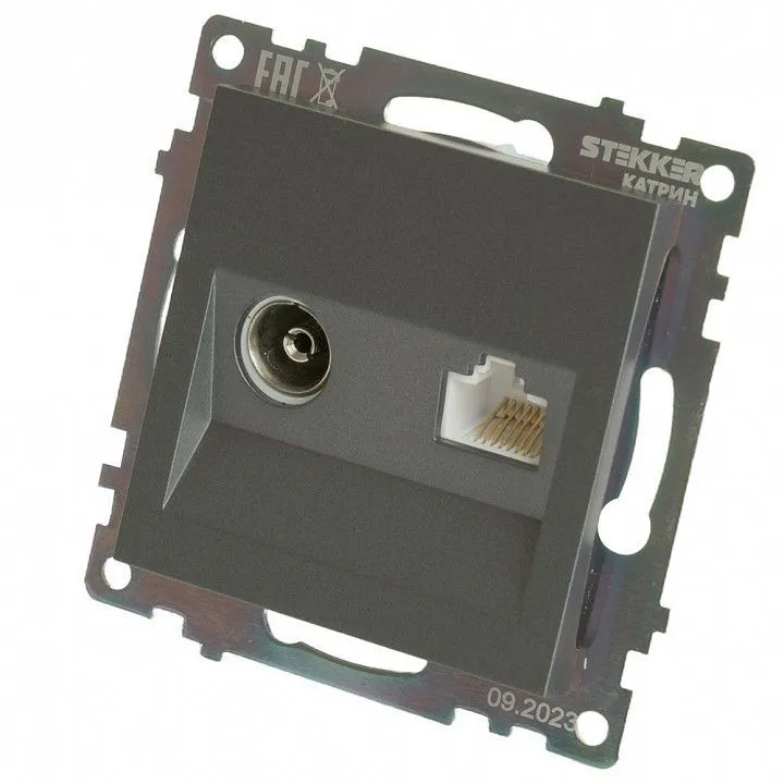 ТВ-розетка и розетка Ethernet RJ-45 без рамки Stekker Катрин 49417