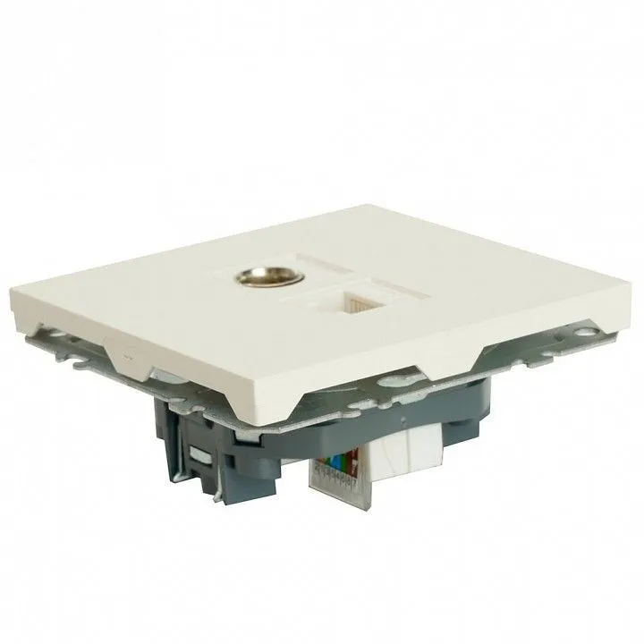 ТВ-розетка и розетка Ethernet RJ-45 без рамки Stekker Эмили 49872