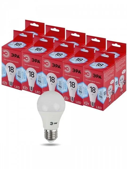 Лампа светодиодная Эра  E27 18Вт 4000K LED A65-18W-840-E27 R