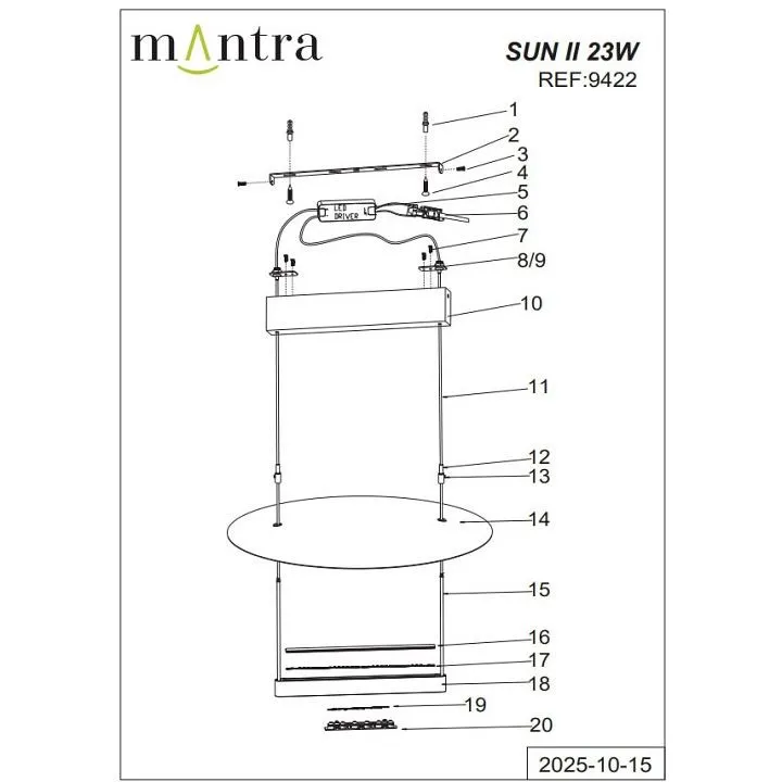 Подвесной светильник Mantra Sun II 9422