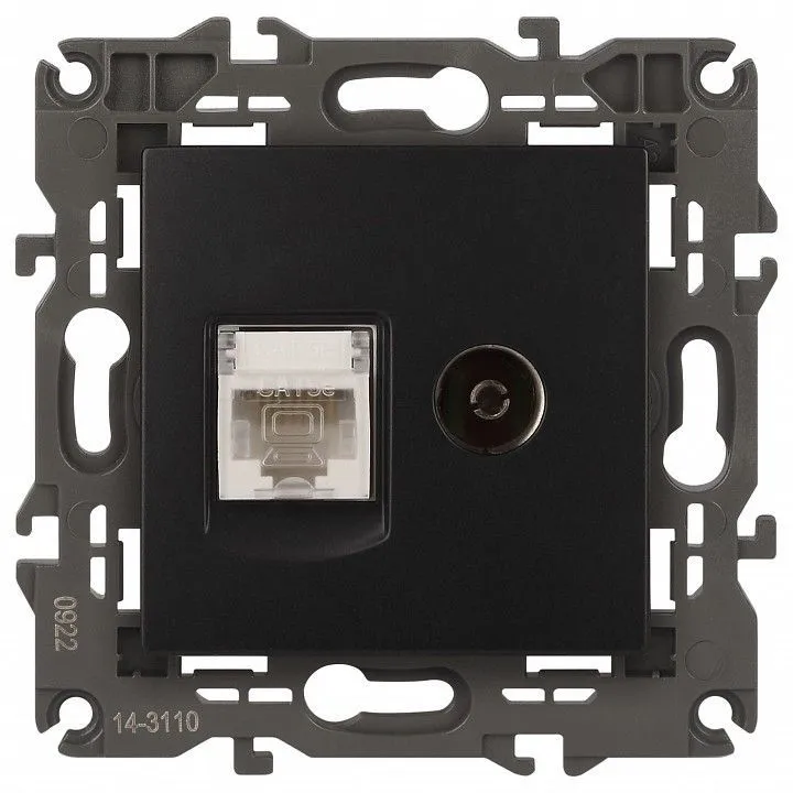 ТВ-розетка и розетка Ethernet RJ-45 без рамки Эра Эра Elegance 14-3110-05